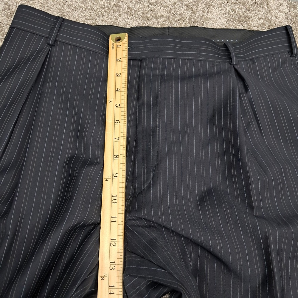 Jean John Mens Wool Pinstripe Suit 3-Button Blazer Pleated Cuffed Pants 36x32 - Picture 15 of 16